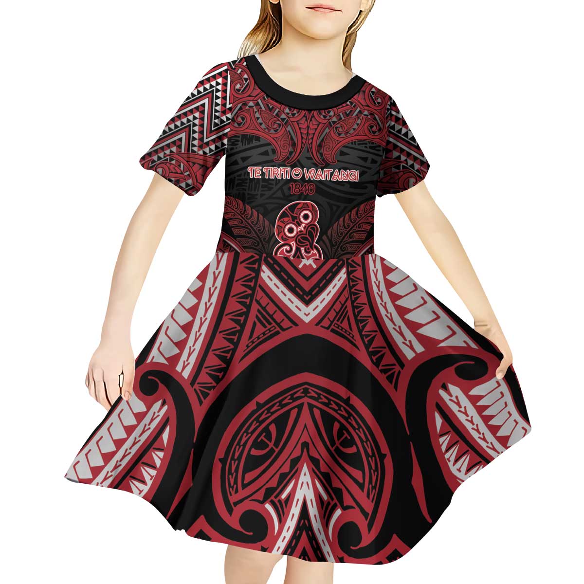 Personalised New Zealand Waitangi Day Kid Short Sleeve Dress Te Tiriti O Waitangi 1840 - Polynesian Pride