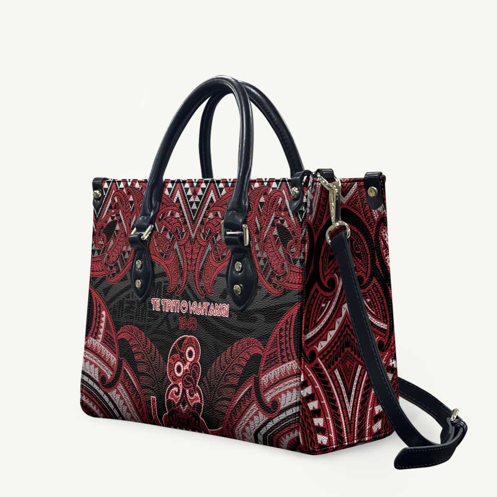 New Zealand Waitangi Day Leather Bag Te Tiriti O Waitangi 1840 DT05 Black - Polynesian Pride
