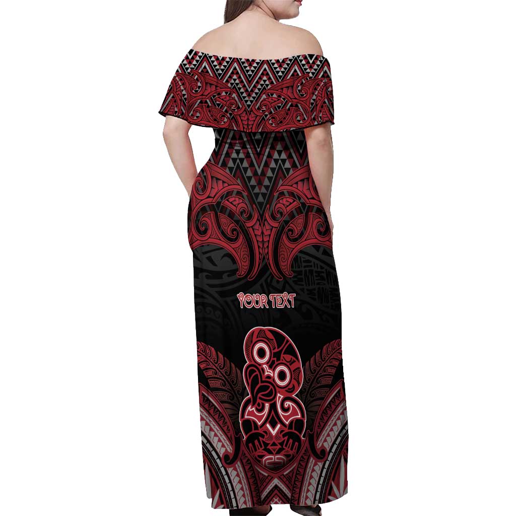 Personalised New Zealand Waitangi Day Off Shoulder Maxi Dress Te Tiriti O Waitangi 1840 - Polynesian Pride