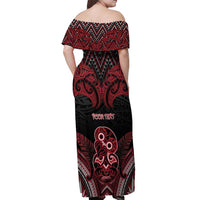 Personalised New Zealand Waitangi Day Off Shoulder Maxi Dress Te Tiriti O Waitangi 1840 - Polynesian Pride
