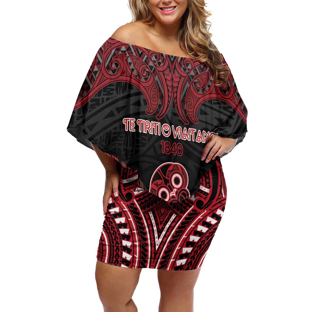 Personalised New Zealand Waitangi Day Off Shoulder Short Dress Te Tiriti O Waitangi 1840 - Polynesian Pride