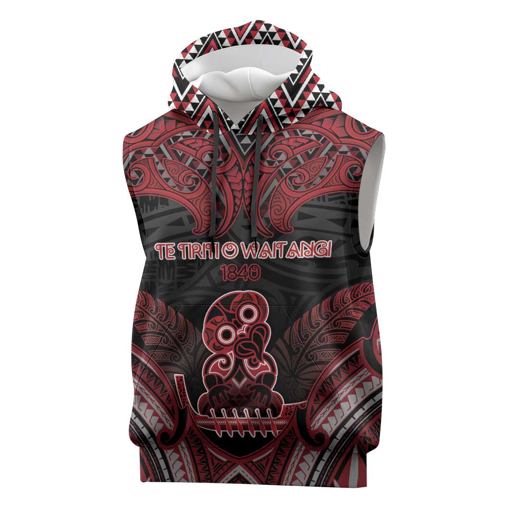 Personalised New Zealand Waitangi Day Sleeveless Hoodie Te Tiriti O Waitangi 1840 - Polynesian Pride