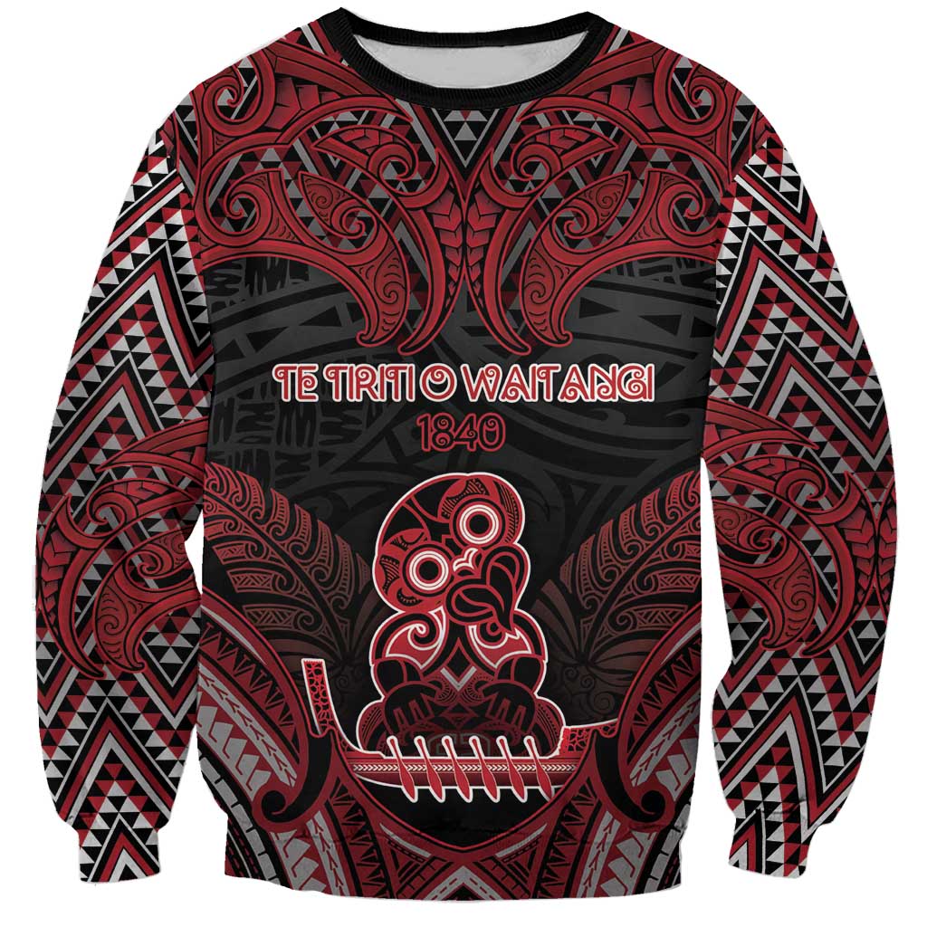 Personalised New Zealand Waitangi Day Sweatshirt Te Tiriti O Waitangi 1840 DT05 Unisex Black - Polynesian Pride