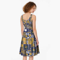Ekamawir omo Nauru Midi Dress Pacific Patchwork Xmas Vibes - Polynesian Pride