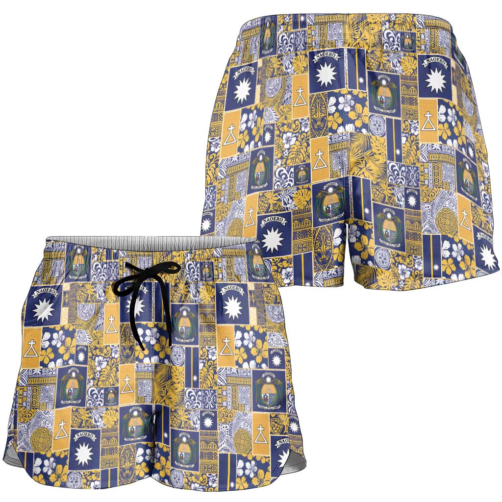 Ekamawir omo Nauru Shorts for Women Pacific Patchwork Xmas Vibes LT9 - Polynesian Pride