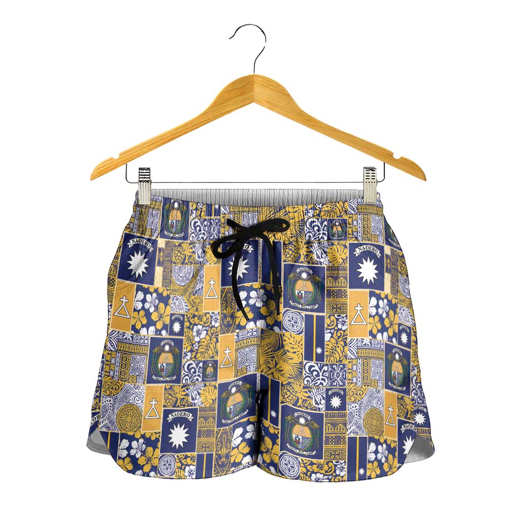 Ekamawir omo Nauru Shorts for Women Pacific Patchwork Xmas Vibes LT9 - Polynesian Pride
