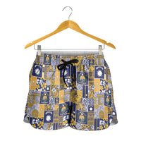 Ekamawir omo Nauru Shorts for Women Pacific Patchwork Xmas Vibes LT9 - Polynesian Pride