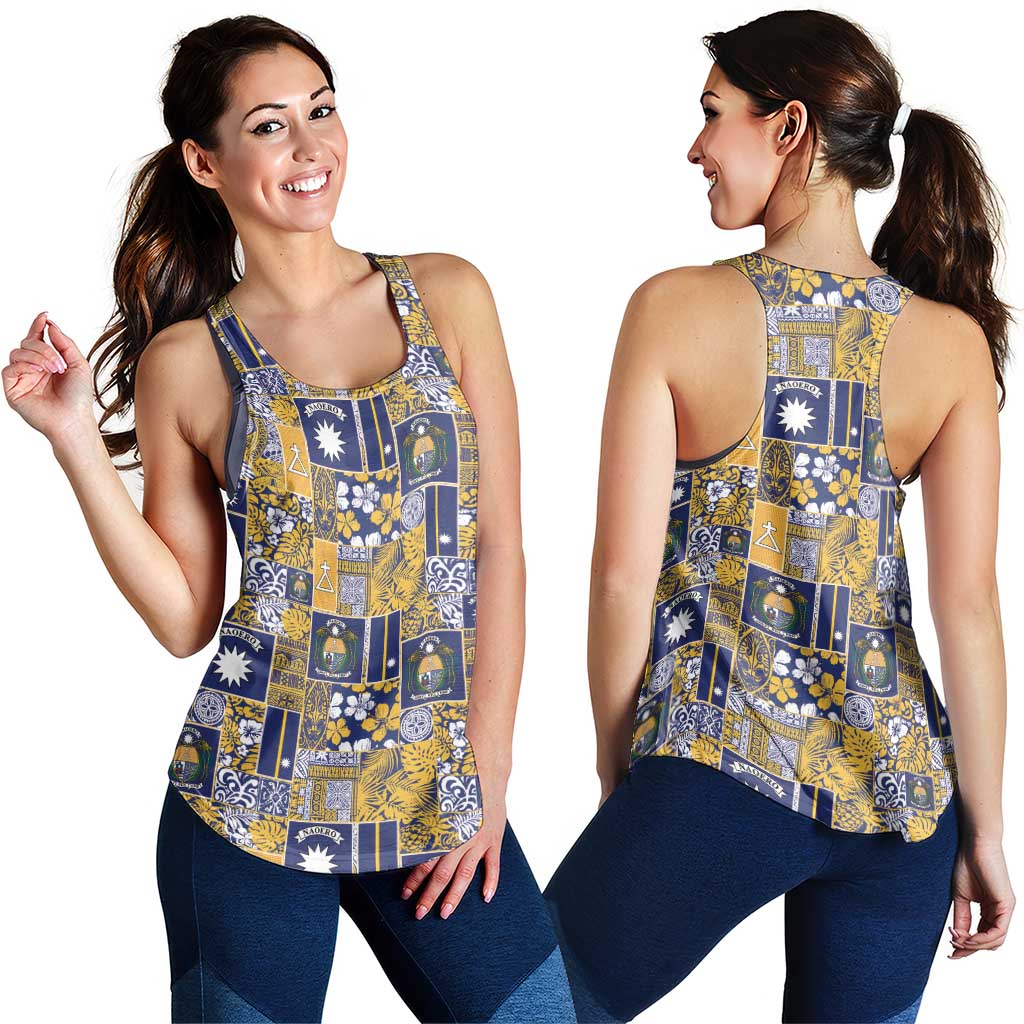 Ekamawir omo Nauru Women Racerback Tank Pacific Patchwork Xmas Vibes LT9 - Polynesian Pride
