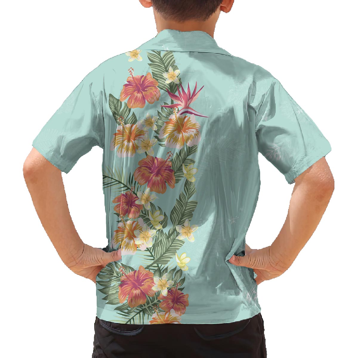 Hawaii Tropical Family Matching Outfit Hibiscus Flowers Polynesian Off Shoulder Long Sleeve Dress And Shirt Family Set