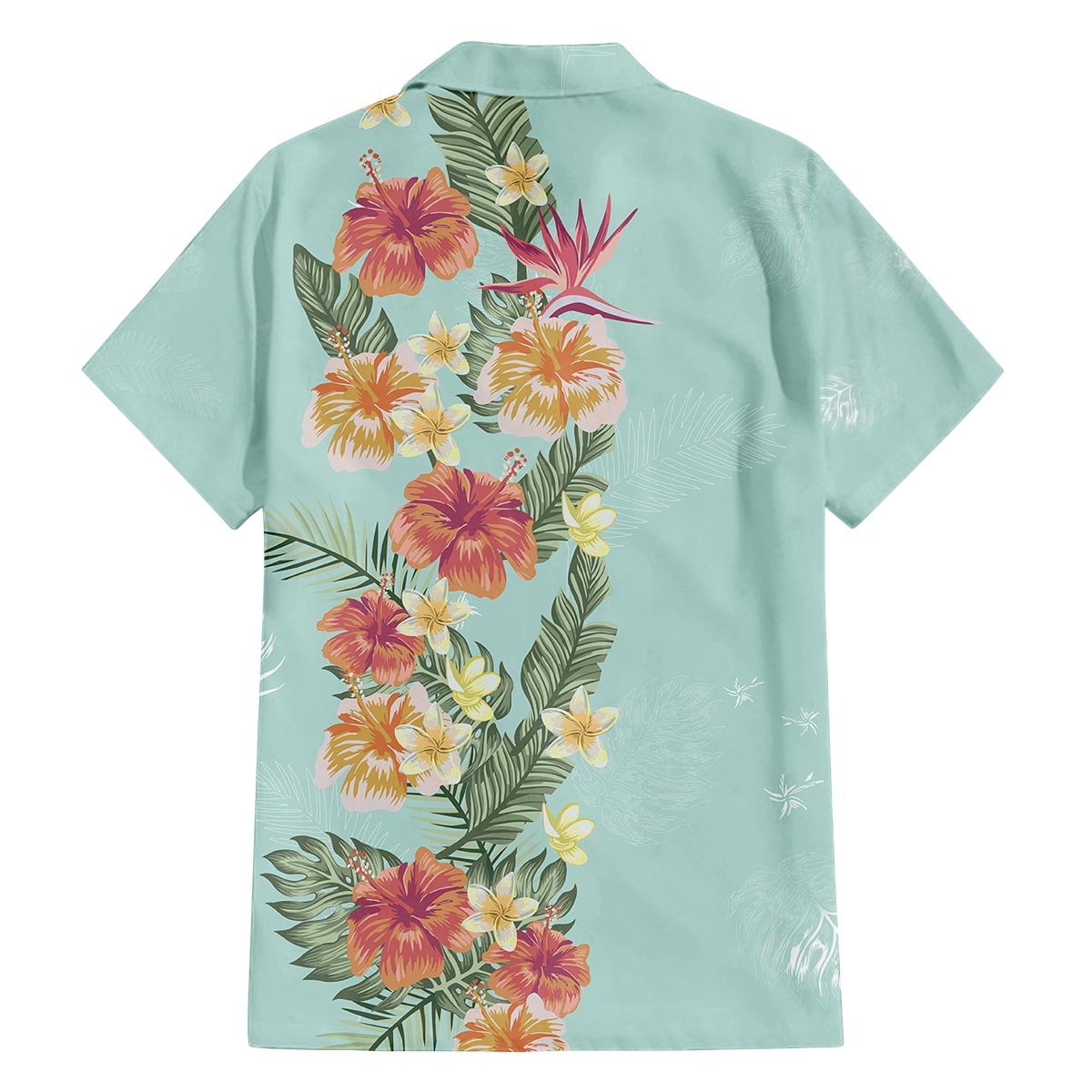 Hawaii Tropical Family Matching Outfit Hibiscus Flowers Polynesian Off Shoulder Long Sleeve Dress And Shirt Family Set