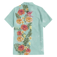 Hawaii Tropical Family Matching Outfit Hibiscus Flowers Polynesian Off Shoulder Long Sleeve Dress And Shirt Family Set