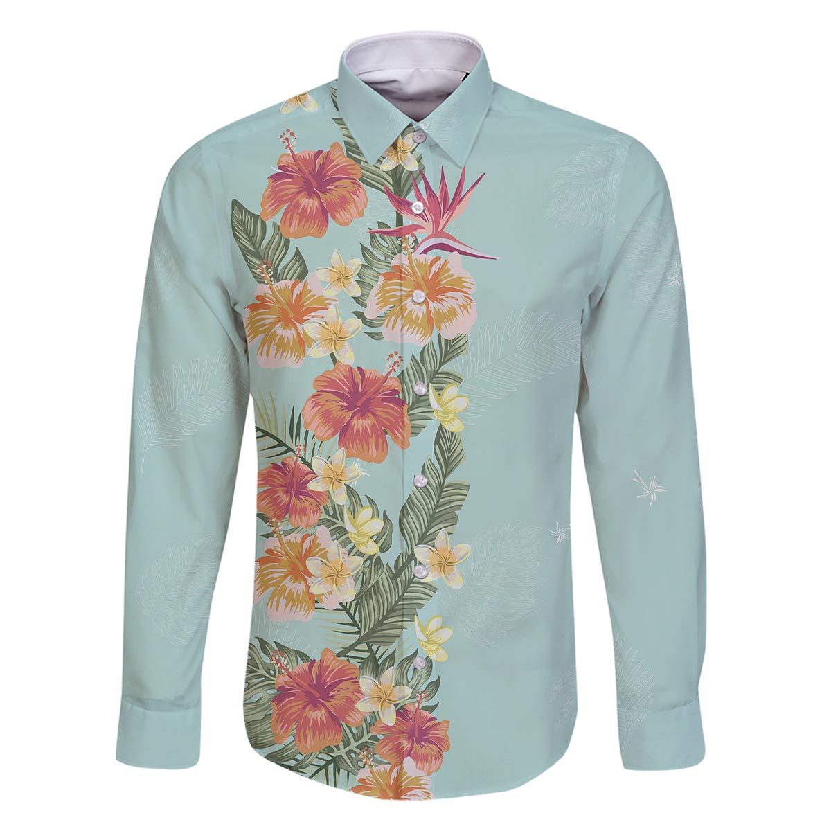 Hawaii Tropical Family Matching Outfit Hibiscus Flowers Polynesian Off Shoulder Long Sleeve Dress And Shirt Family Set