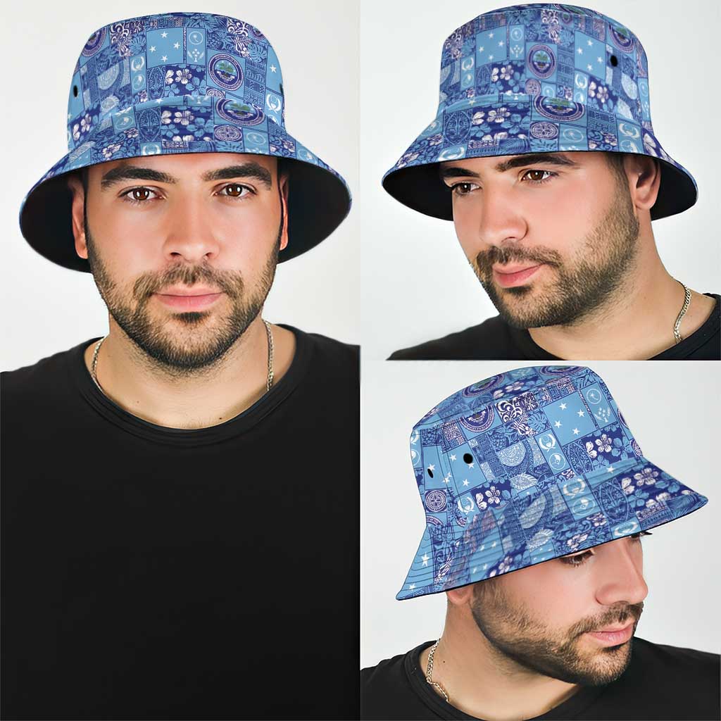 Federated States of Micronesia Merry Christmas Bucket Hat Pacific Patchwork Xmas Vibes - Polynesian Pride