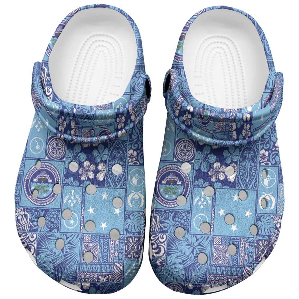 Federated States of Micronesia Merry Christmas Clogs Shoes Pacific Patchwork Xmas Vibes - Polynesian Pride