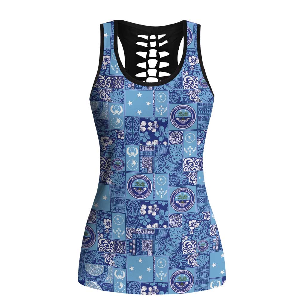 Federated States of Micronesia Merry Christmas Hollow Tank Top Pacific Patchwork Xmas Vibes - Polynesian Pride