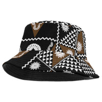 Fiji Brown Masi Pattern Bucket Hat Fijian Tapa