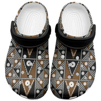 Fiji Brown Masi Pattern Clogs Shoes Fijian Tapa