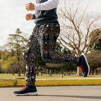 Fiji Brown Masi Pattern Jogger Pants Fijian Tapa
