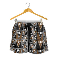 Fiji Brown Masi Pattern Shorts for Women Fijian Tapa