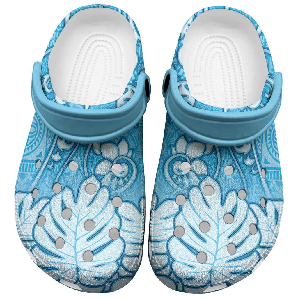 Fiji Clogs Shoes Fijian Tapa Pattern Blue LT05 Blue - Polynesian Pride