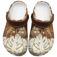 Fiji Clogs Shoes Fijian Tapa Pattern Brown LT05 Brown - Polynesian Pride