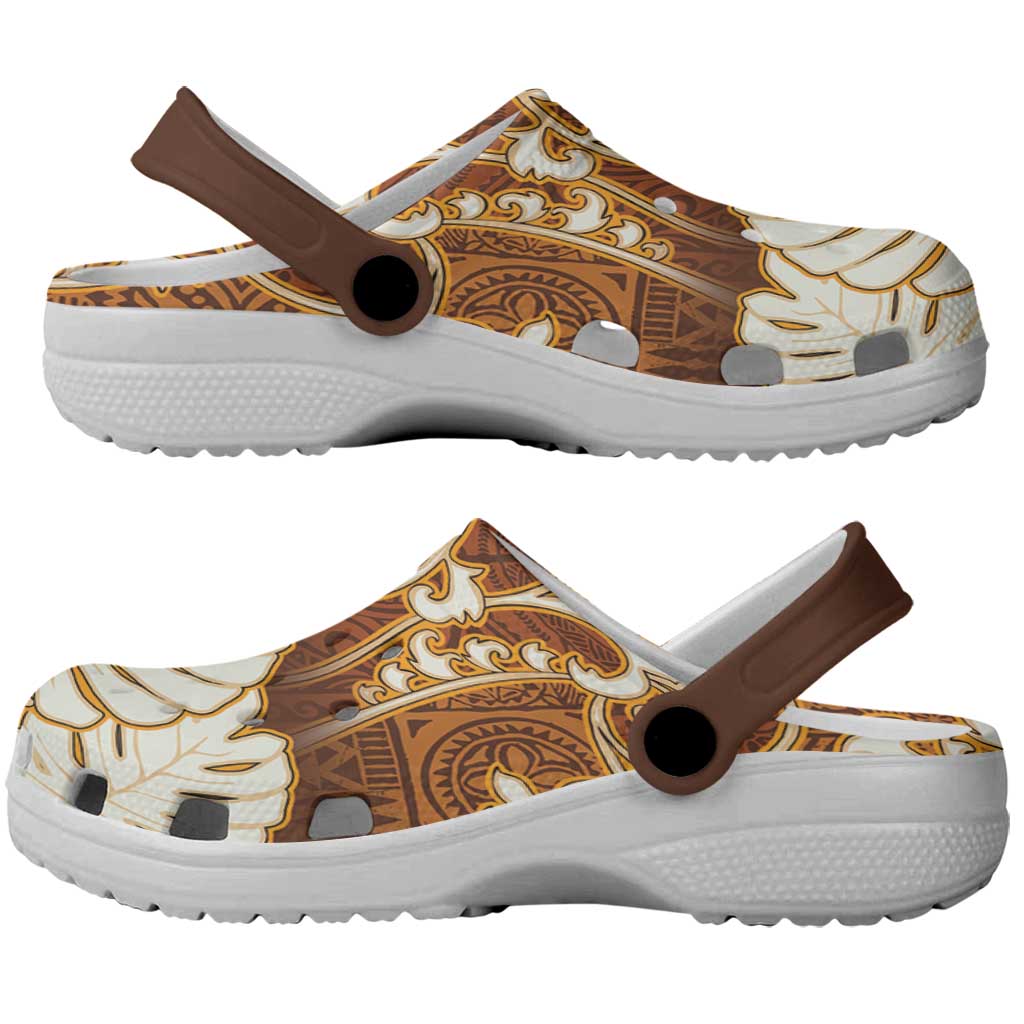 Fiji Clogs Shoes Fijian Tapa Pattern Brown LT05 - Polynesian Pride