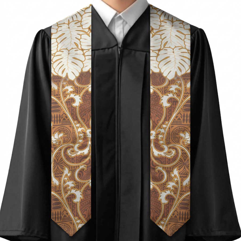Fiji Graduation Stole Fijian Tapa Pattern Brown LT05 - Polynesian Pride