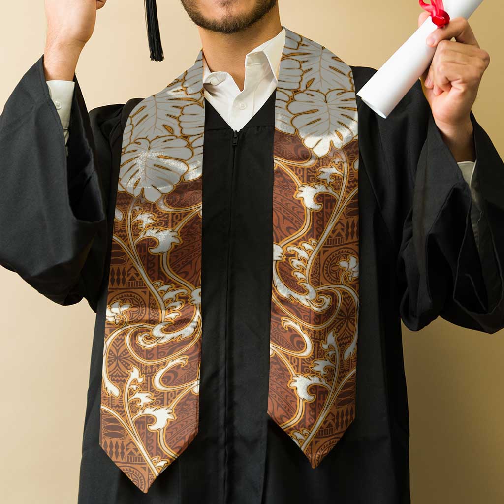 Fiji Graduation Stole Fijian Tapa Pattern Brown LT05 - Polynesian Pride
