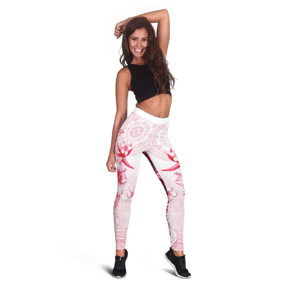 Fiji Leggings Masi Tapa Pattern Red LT05 - Polynesian Pride