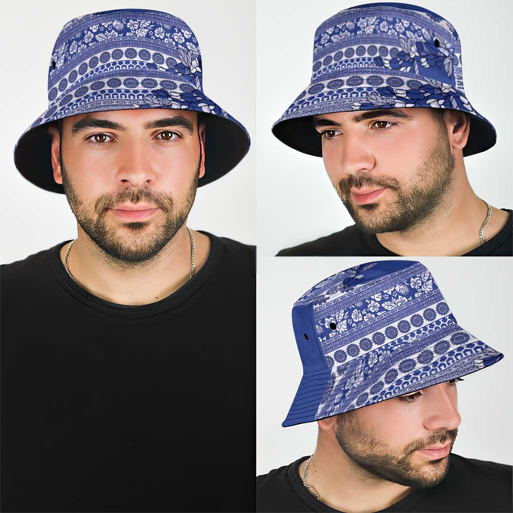 Fiji Marau na Kerisimasi Bucket Hat Blue Tagimoucia Tapa Masi Tribal - Polynesian Pride