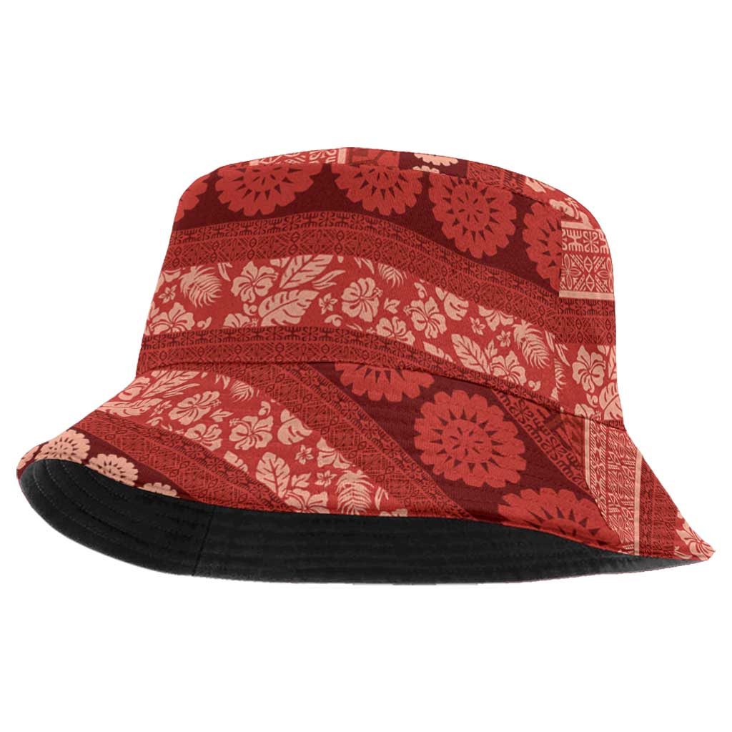 Fiji Marau na Kerisimasi Bucket Hat Red Tapa Masi Inspired Christmas - Polynesian Pride
