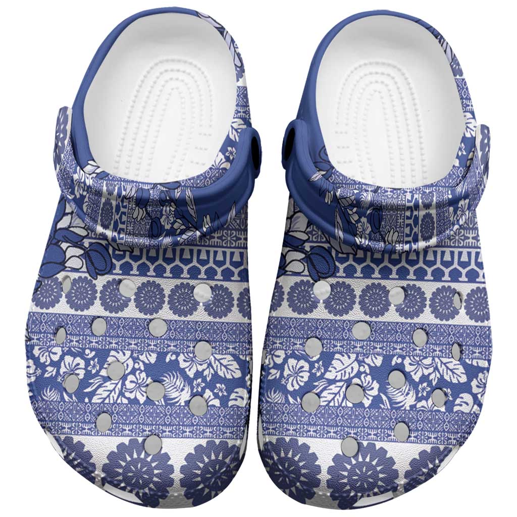 Fiji Marau na Kerisimasi Clogs Shoes Blue Tagimoucia Tapa Masi Tribal - Polynesian Pride