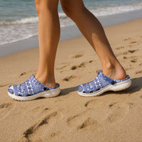 Fiji Marau na Kerisimasi Clogs Shoes Blue Tagimoucia Tapa Masi Tribal - Polynesian Pride