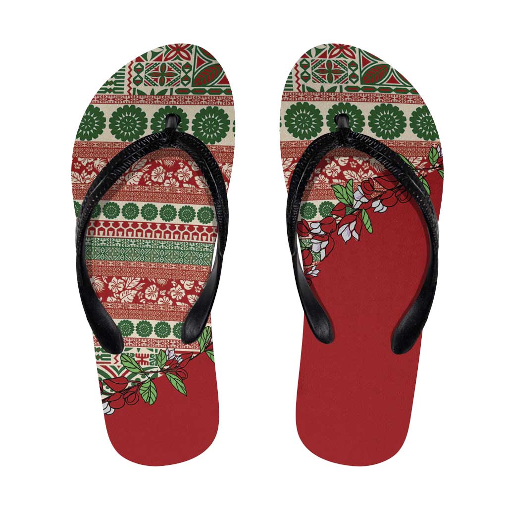 Fiji Marau na Kerisimasi Flip Flops Red Tagimoucia Tapa Masi Tribal - Polynesian Pride