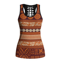 Fiji Marau na Kerisimasi Hollow Tank Top Gold Tapa Masi Inspired Christmas LT9 Female Gold - Polynesian Pride