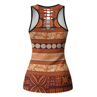 Fiji Marau na Kerisimasi Hollow Tank Top Gold Tapa Masi Inspired Christmas LT9 - Polynesian Pride