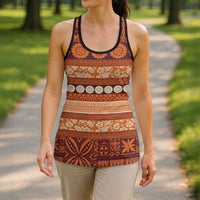 Fiji Marau na Kerisimasi Hollow Tank Top Gold Tapa Masi Inspired Christmas LT9 - Polynesian Pride