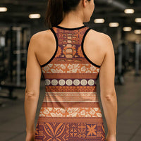 Fiji Marau na Kerisimasi Hollow Tank Top Gold Tapa Masi Inspired Christmas LT9 - Polynesian Pride