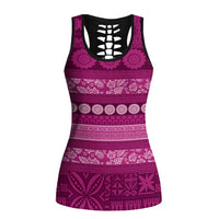 Fiji Marau na Kerisimasi Hollow Tank Top Pink Tapa Masi Inspired Christmas LT9 Female Pink - Polynesian Pride