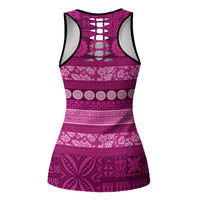 Fiji Marau na Kerisimasi Hollow Tank Top Pink Tapa Masi Inspired Christmas LT9 - Polynesian Pride