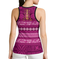 Fiji Marau na Kerisimasi Hollow Tank Top Pink Tapa Masi Inspired Christmas LT9 - Polynesian Pride