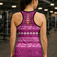 Fiji Marau na Kerisimasi Hollow Tank Top Pink Tapa Masi Inspired Christmas LT9 - Polynesian Pride