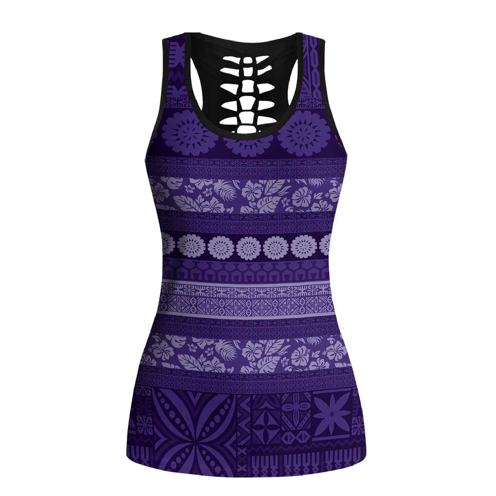 Fiji Marau na Kerisimasi Hollow Tank Top Purple Tapa Masi Inspired Christmas - Polynesian Pride