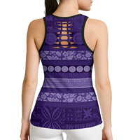 Fiji Marau na Kerisimasi Hollow Tank Top Purple Tapa Masi Inspired Christmas - Polynesian Pride