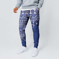 Fiji Marau na Kerisimasi Jogger Pants Blue Tagimoucia Tapa Masi Tribal - Polynesian Pride