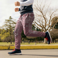 Fiji Marau na Kerisimasi Jogger Pants Dusty Rose Tagimoucia Tapa Masi Tribal - Polynesian Pride