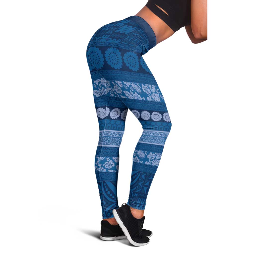 Fiji Marau na Kerisimasi Leggings Blue Tapa Masi Inspired Christmas - Polynesian Pride