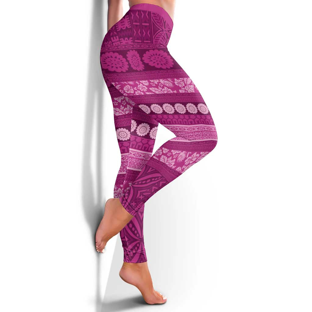 Fiji Marau na Kerisimasi Leggings Pink Tapa Masi Inspired Christmas - Polynesian Pride