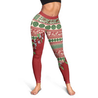 Fiji Marau na Kerisimasi Leggings Red Tagimoucia Tapa Masi Tribal - Polynesian Pride