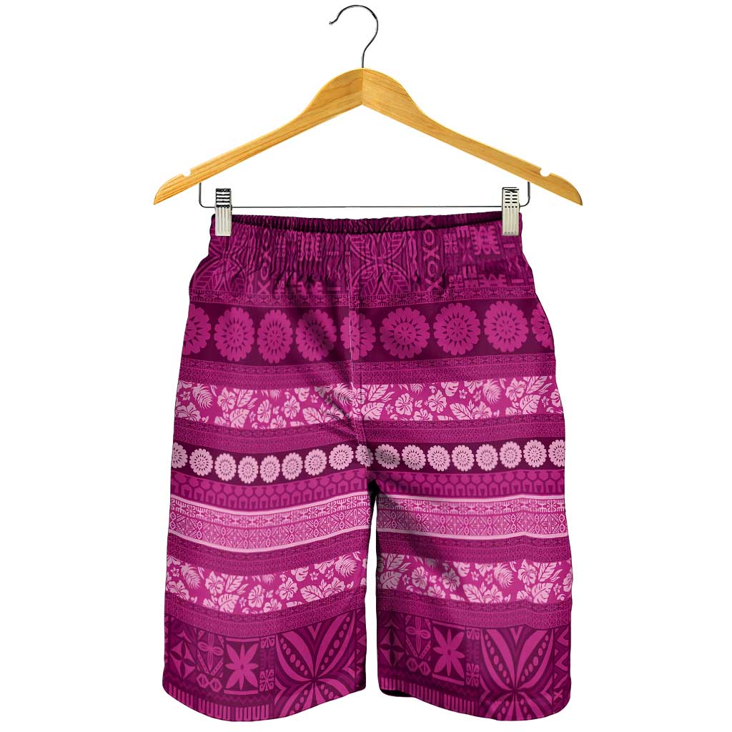 Fiji Marau na Kerisimasi Shorts for Men Pink Tapa Masi Inspired Christmas - Polynesian Pride